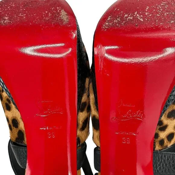 Christian Louboutin Bingirl Plume Leopard Platform Studded Sandal Heel 130 EU 39 - Picture 11 of 11